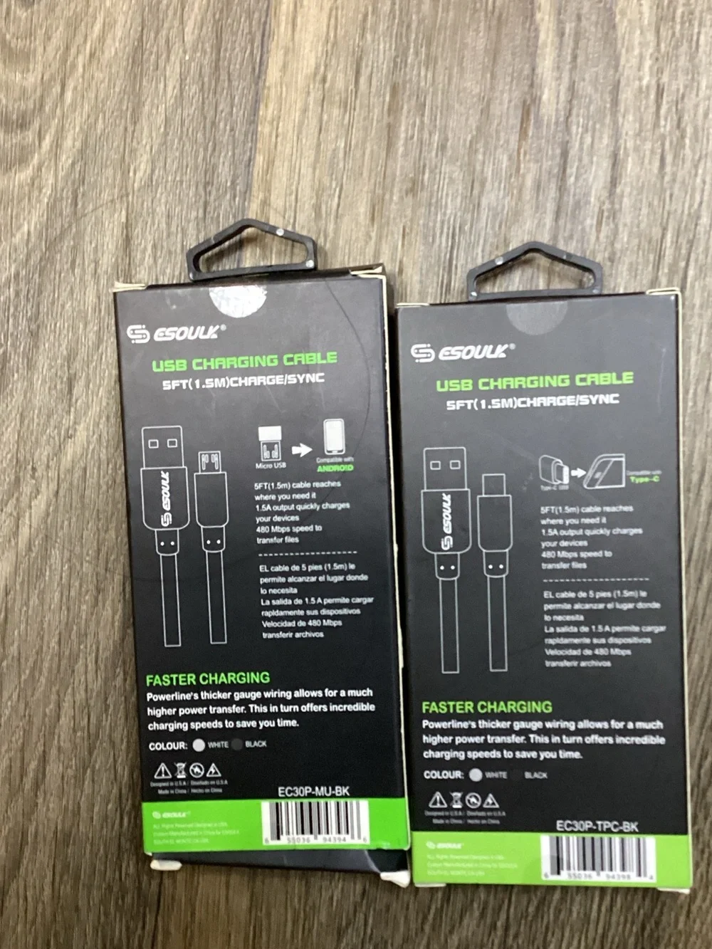 5FT USB Charging Cable - Black (Micro USB & Type-C)